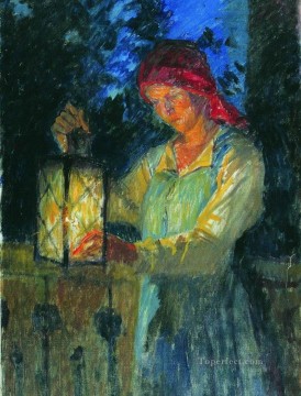 ニコライ・ペトロヴィッチ・ボグダノフ・ベルスキー Painting - 後のニコライ・ボグダノフ・ベルスキーとの少女